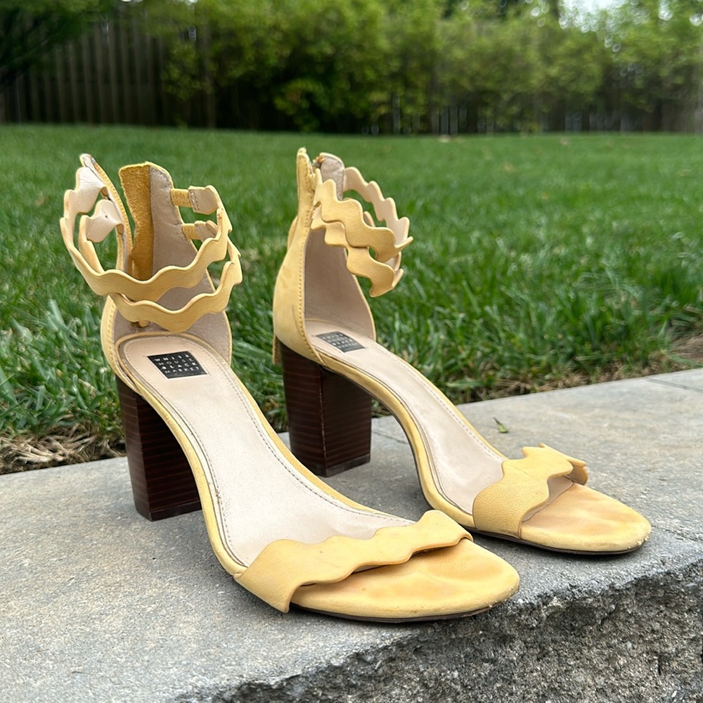 Yellow 3” high heels Black House White Market